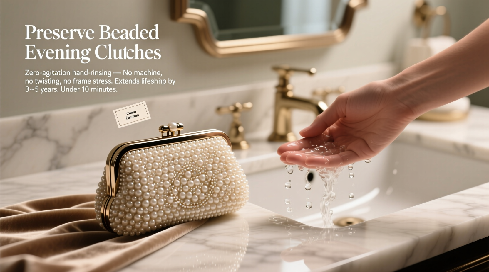 laundry tips beaded clutch metal frame care