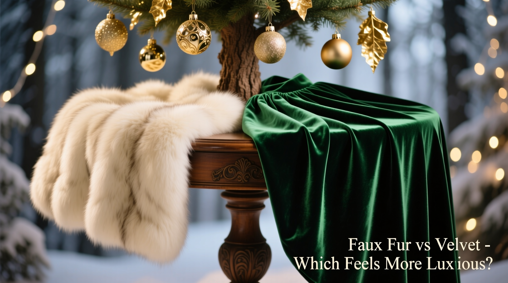 faux fur tree skirt vs velvet tree skirt which feels more luxurious under tree ornaments
