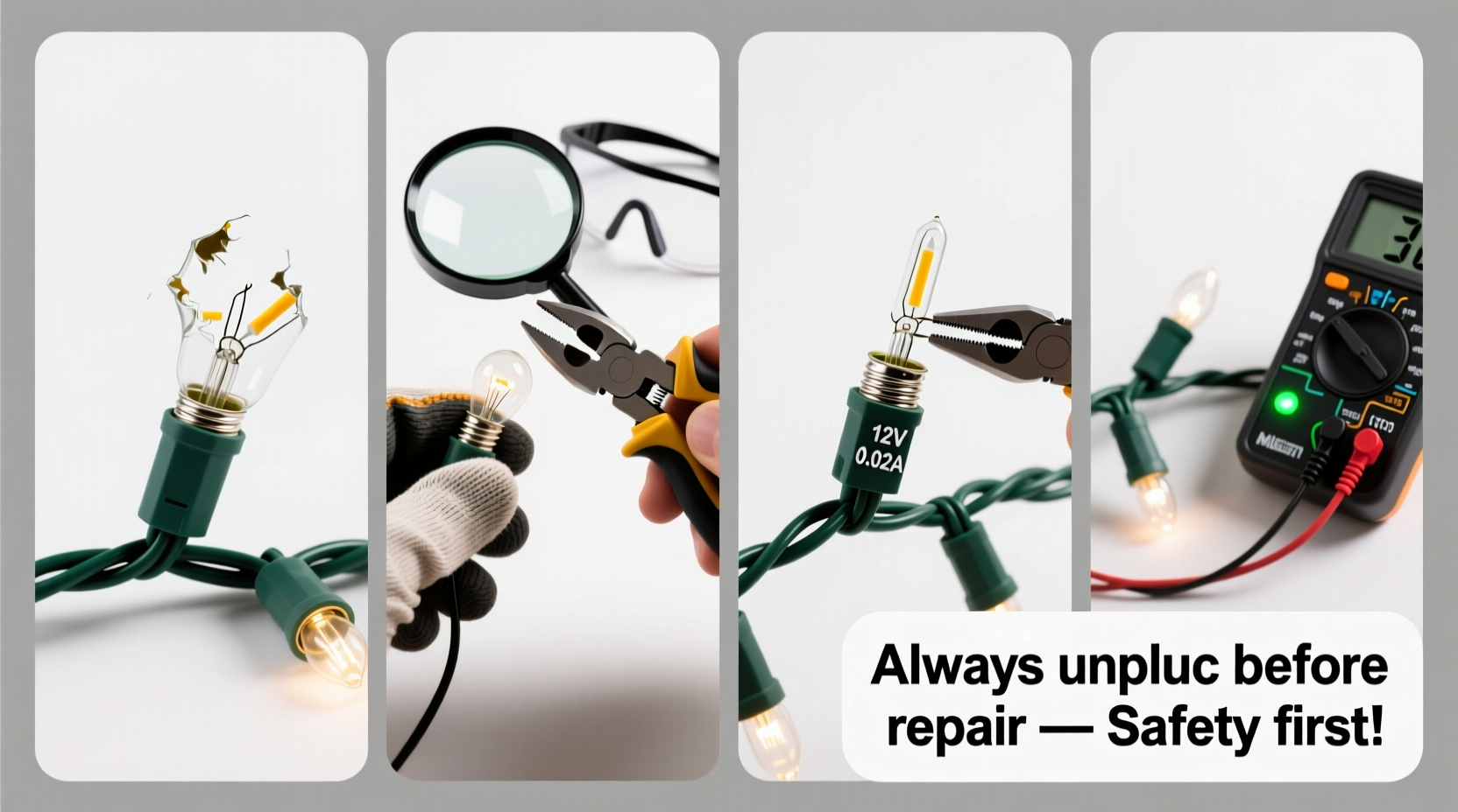 how to fix broken led bulbs on christmas light strands safely