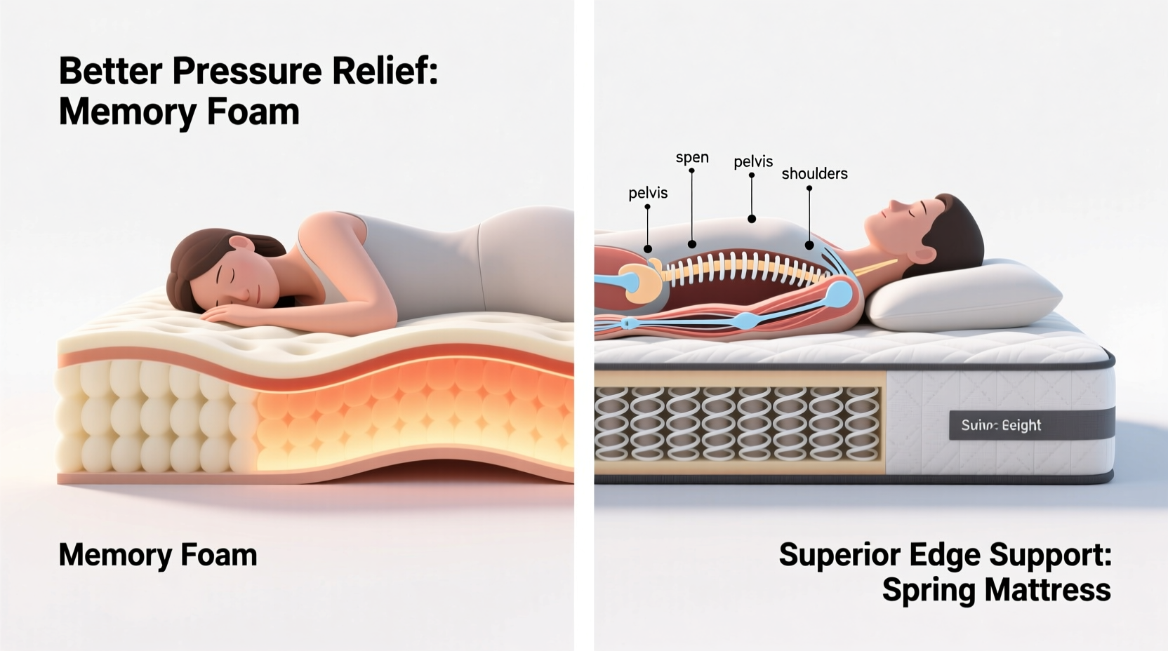 memory foam vs spring mattress which offers better support for side sleepers