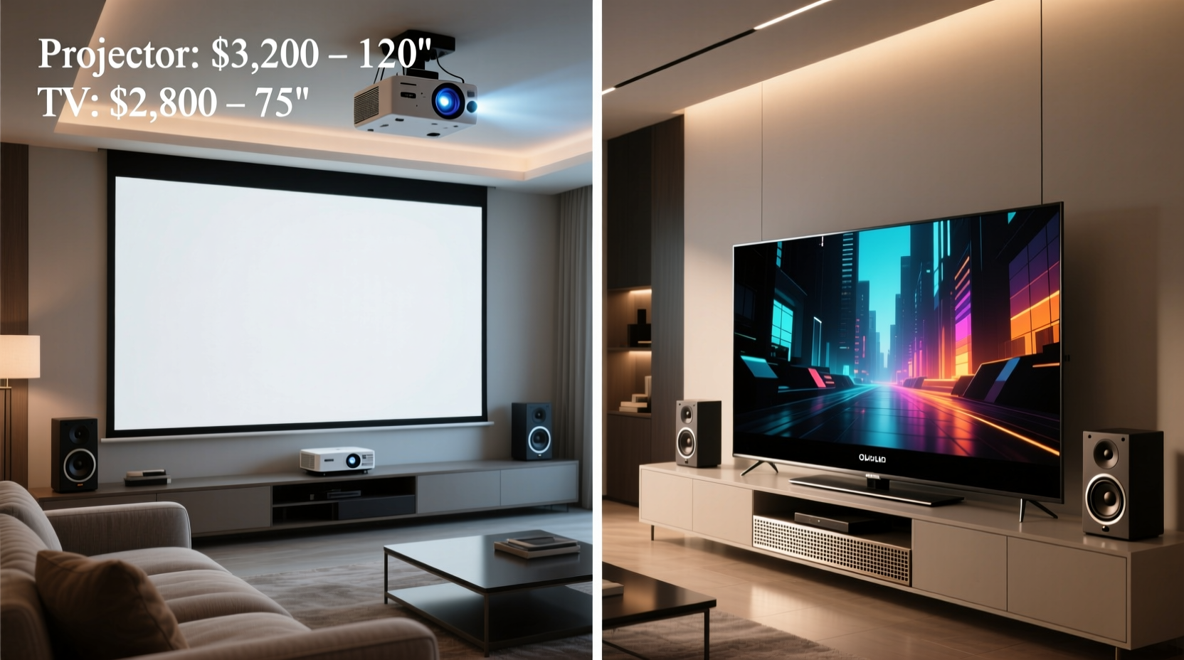 projector vs large tv for home theater determining the best value per inch