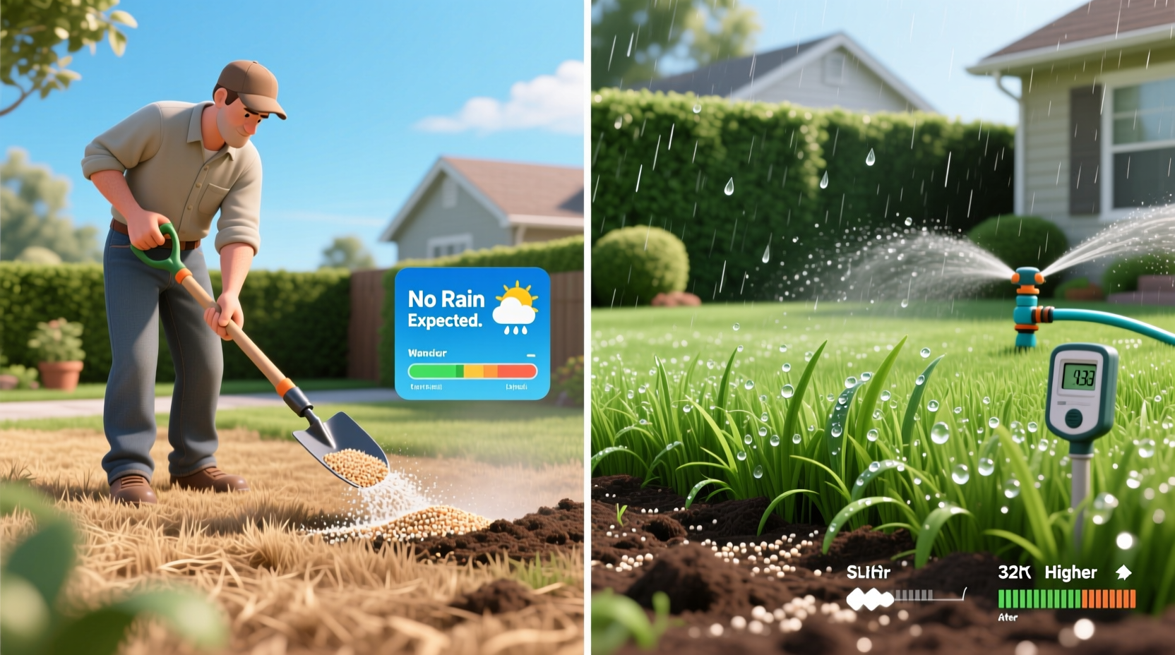 should you fertilize lawn before or after rain