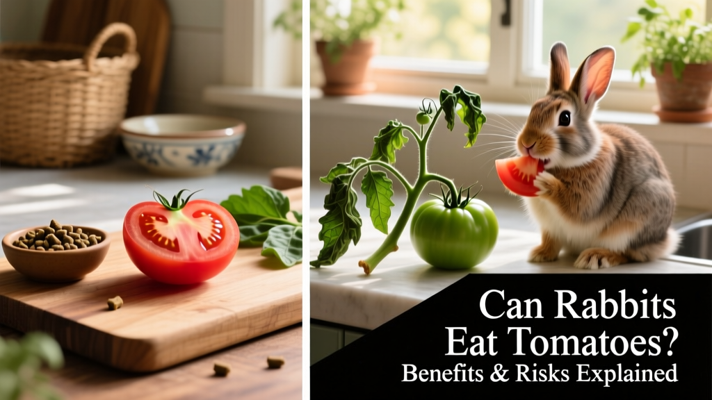 Side-by-side comparison showing safe tomato portions versus unsafe parts (leaves, stems, unripe fruit)