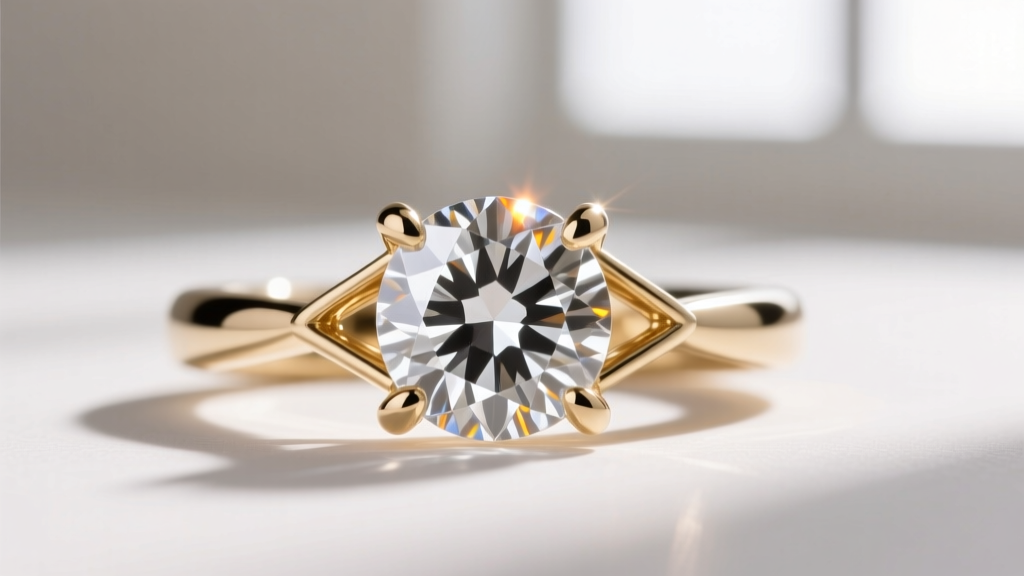 Macro shot of a 14k white gold four-prong basket setting holding a 2ct diamond, showing the secure gallery wire and sturdy bail
