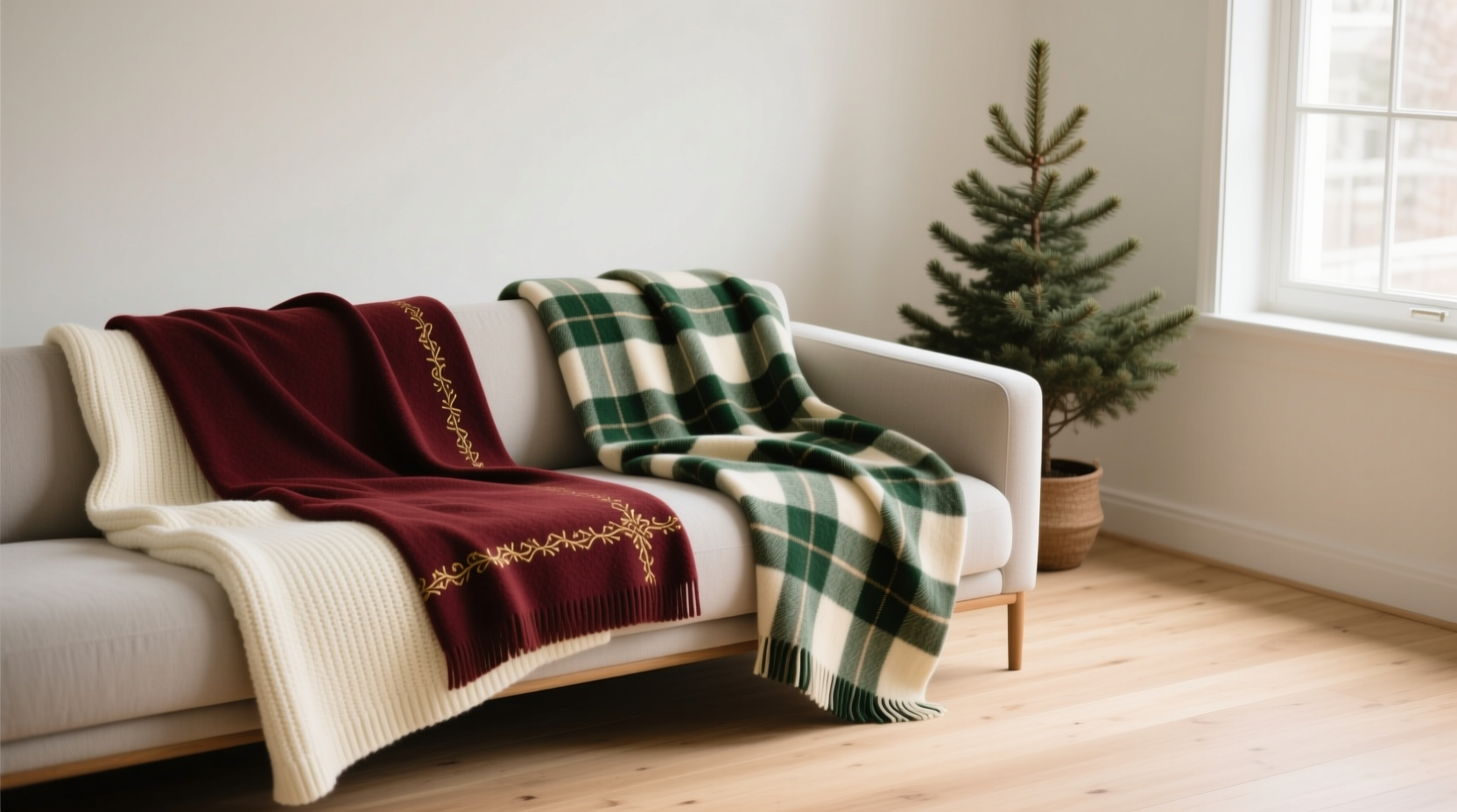 how to layer christmas blankets and throws without overwhelming your decor
