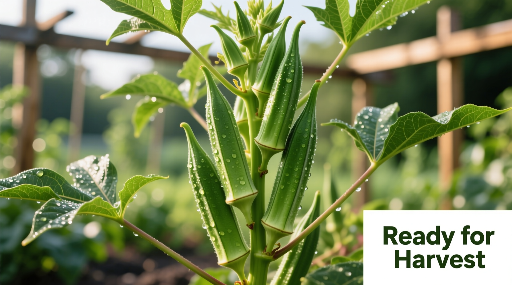 Healthy okra plants with green pods ready for harvest