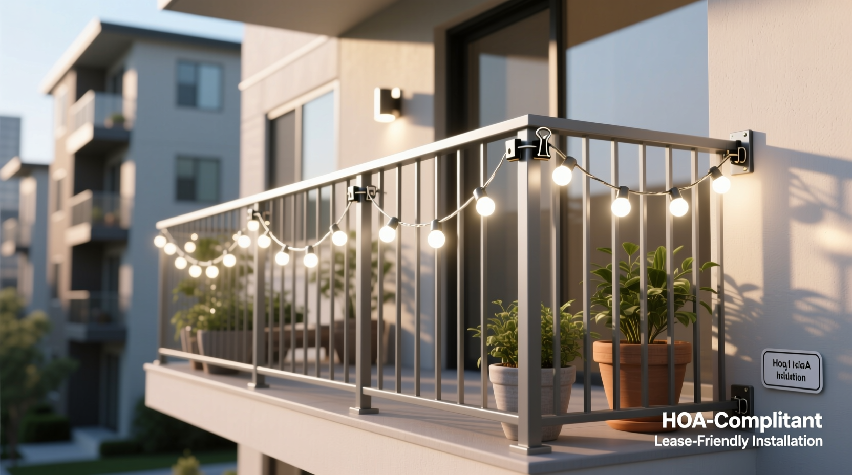 how to hang lights on a balcony railing without violating hoa rules or lease terms