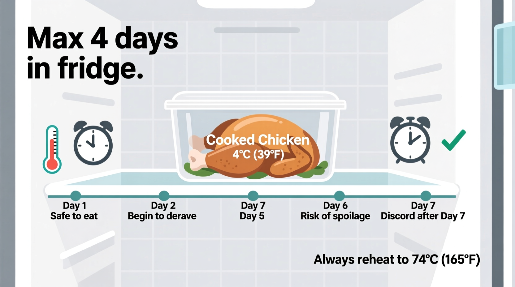 how long will cooked chicken last in the fridge