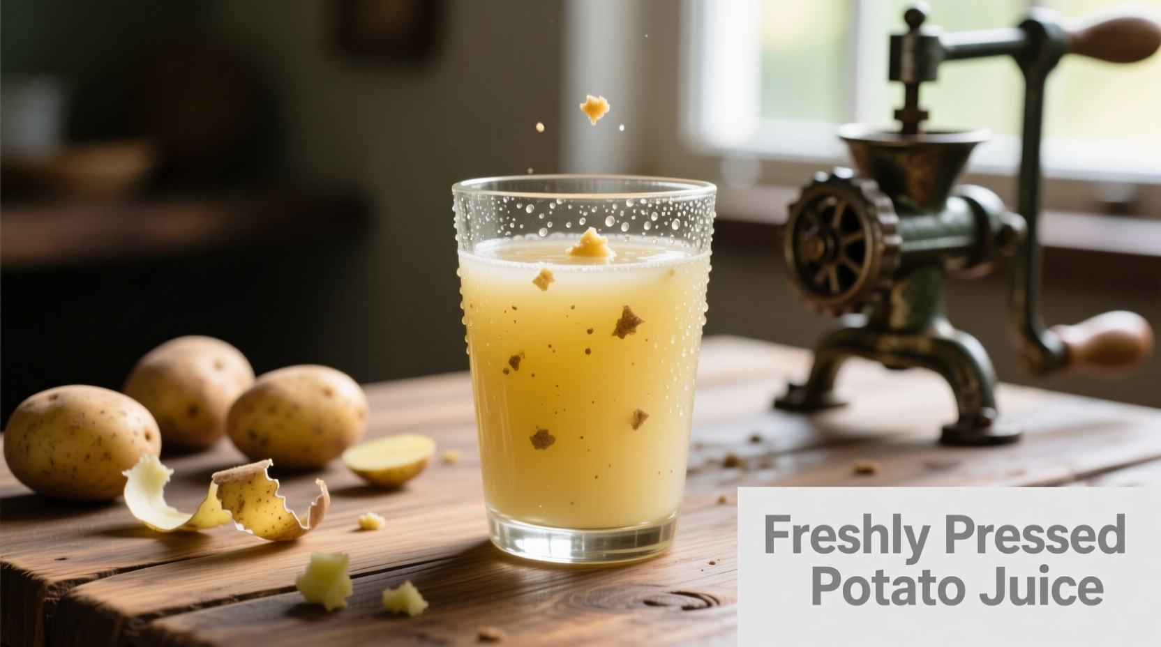 Freshly prepared potato juice in glass