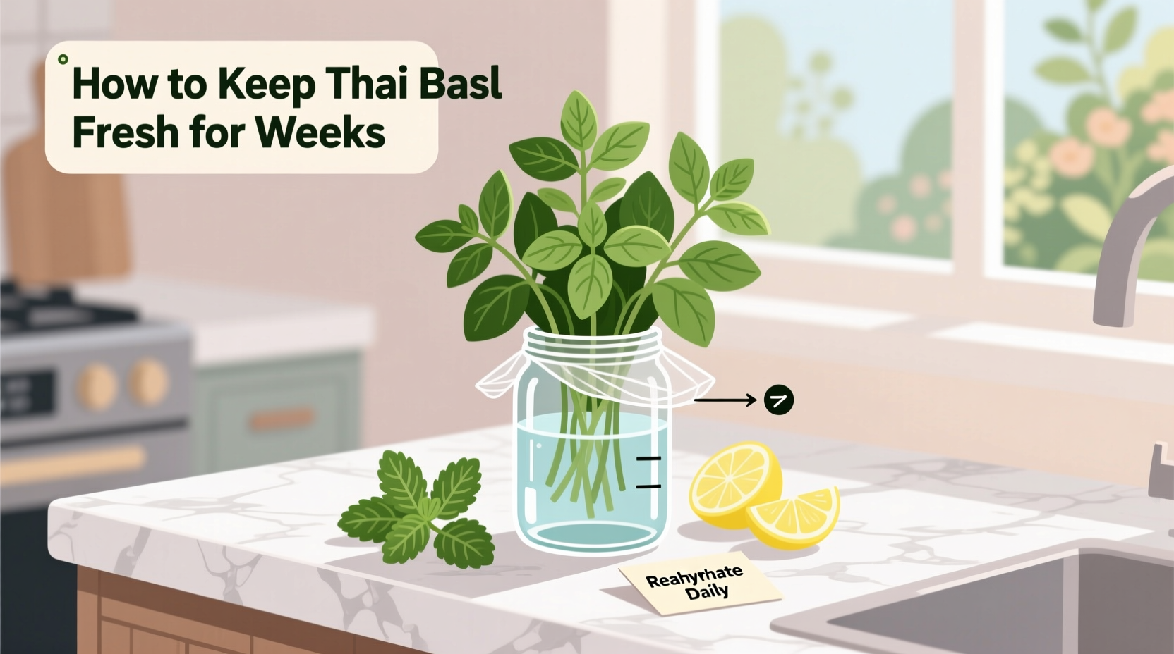Keep Thai Basil Fresh 14 Days | TheHomeSprouts