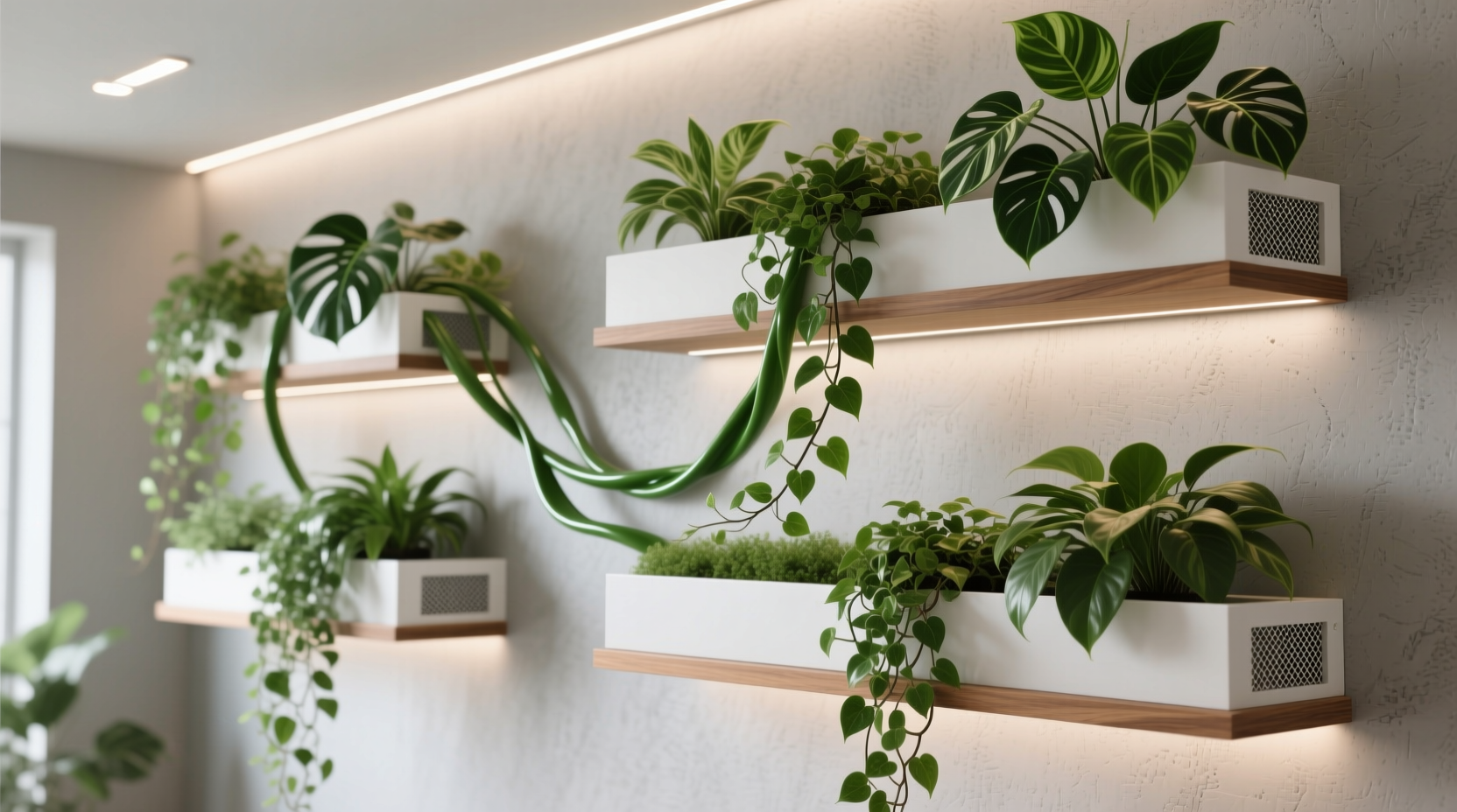 Trailing Plants on Floating Shelves: Wire-Free Styling