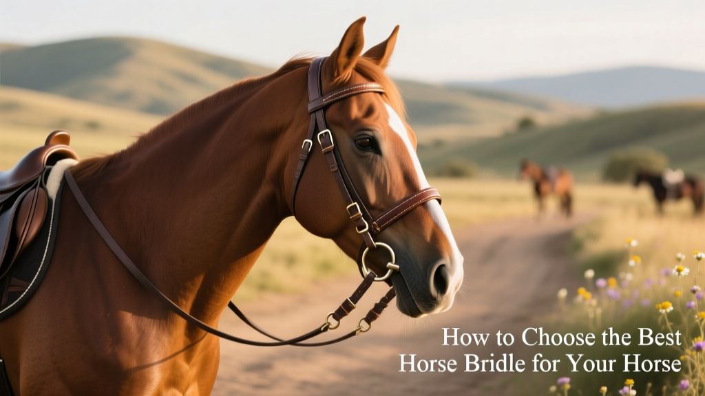 Western bridle with split reins and chin strap on a calm, well-groomed horse