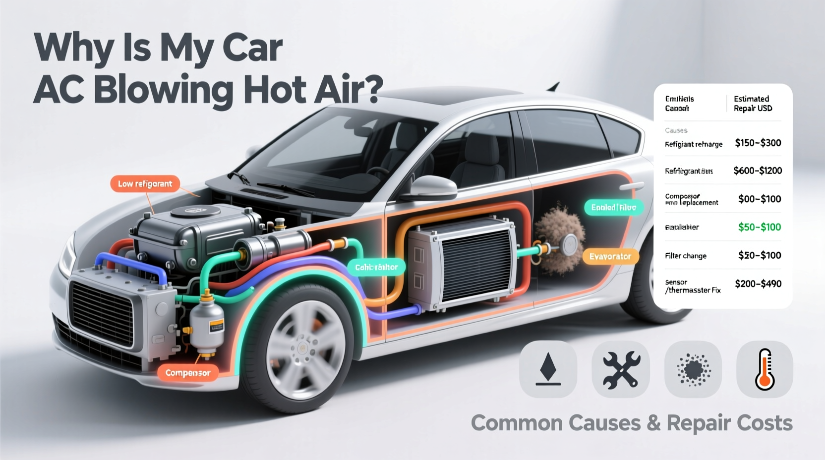 why is my car ac blowing hot air common causes and costs