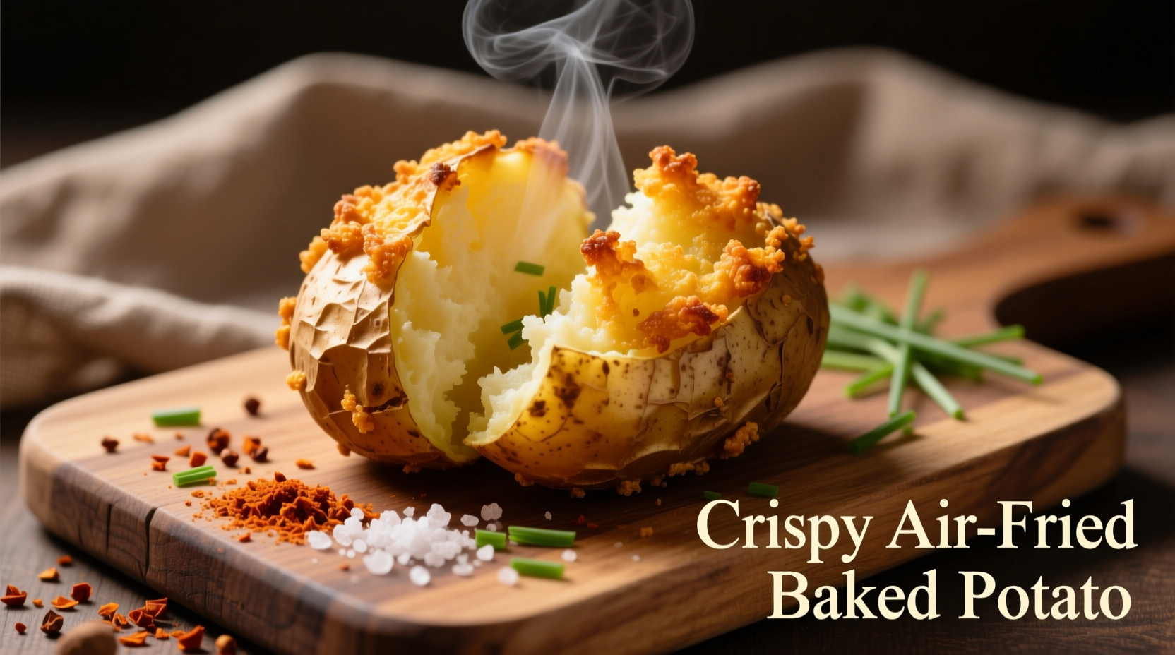 Crispy air fried baked potato with fluffy interior