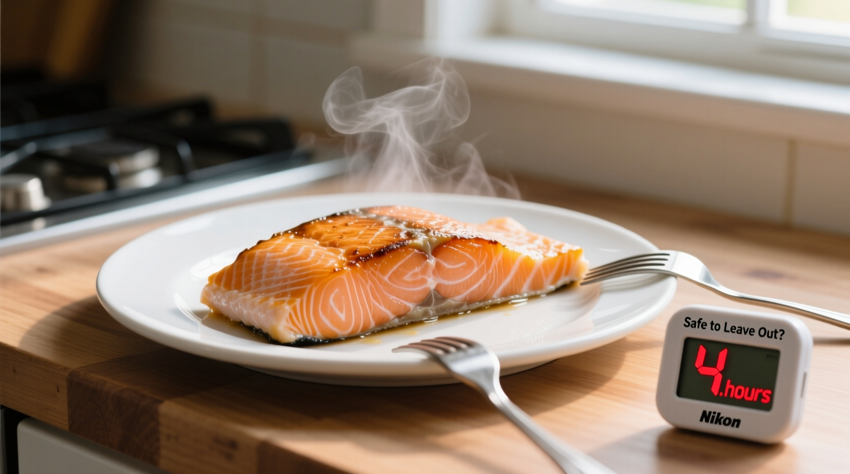 how long can cooked salmon sit out