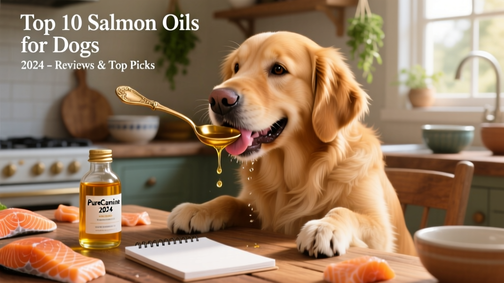 A golden retriever happily licking salmon oil from a spoon