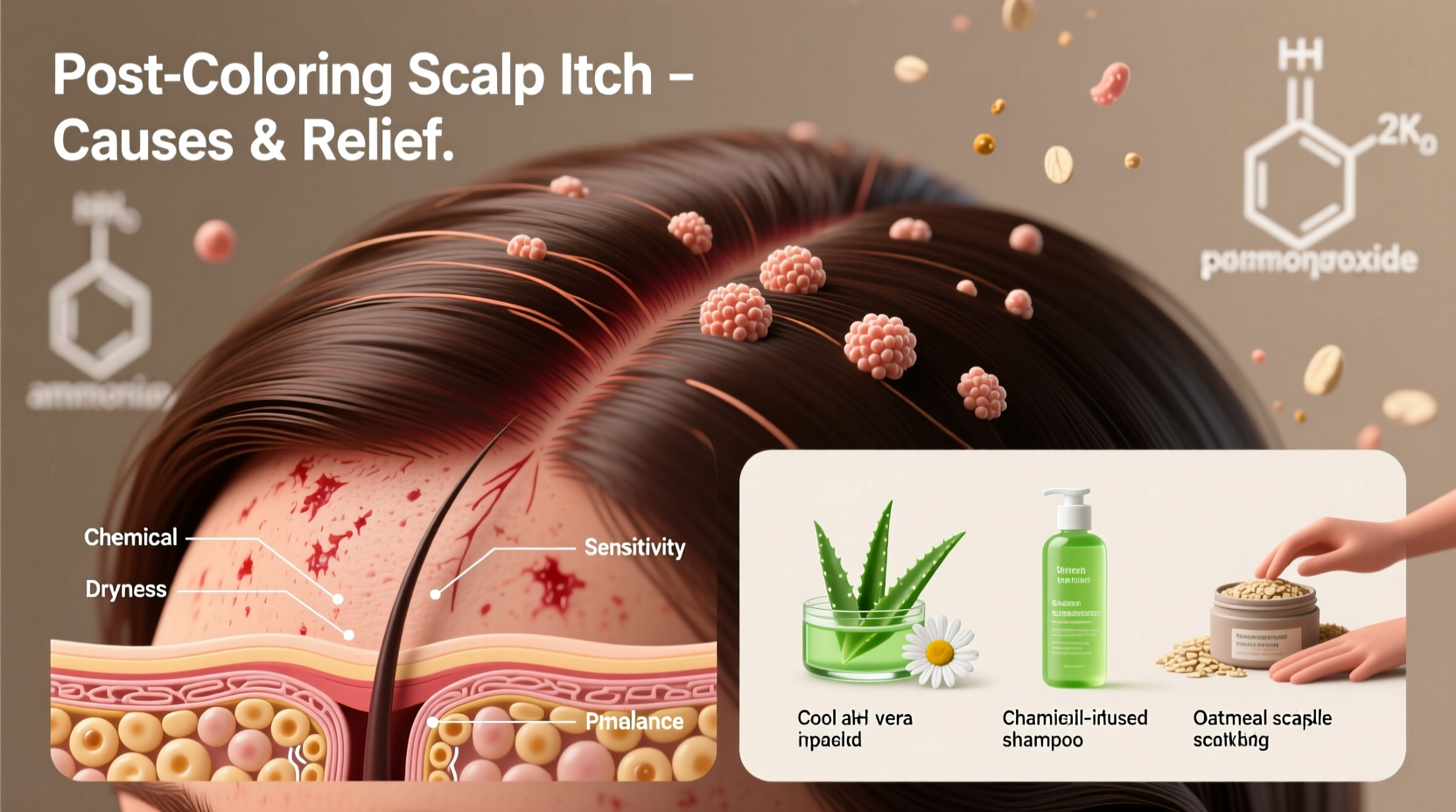 why does my scalp itch after coloring my hair and what soothing remedies work