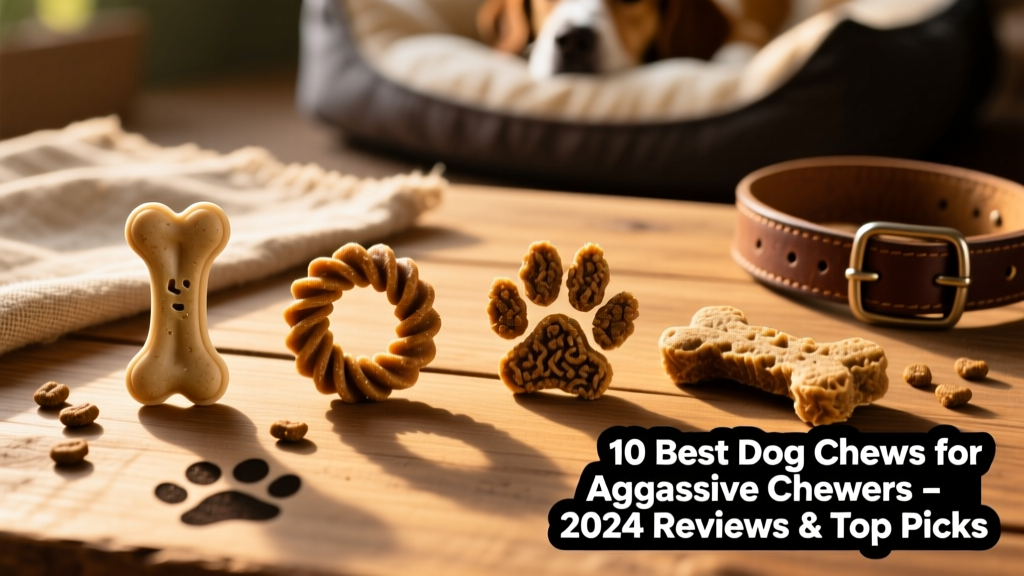 Side-by-side comparison of four top-rated FurPetVo chews—showing variety in shape, texture, and size for different dog breeds
