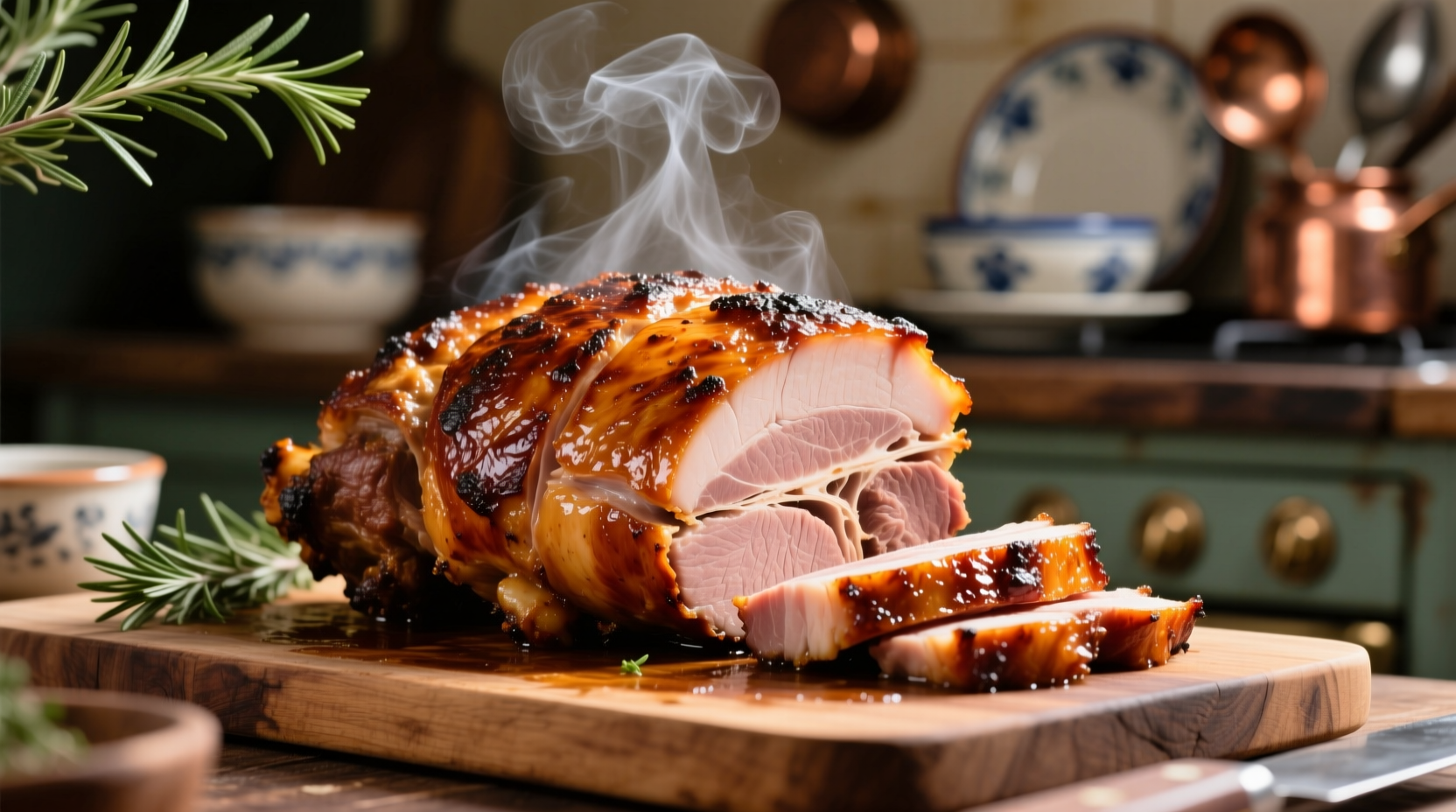 Perfectly roasted pork loin with golden crust