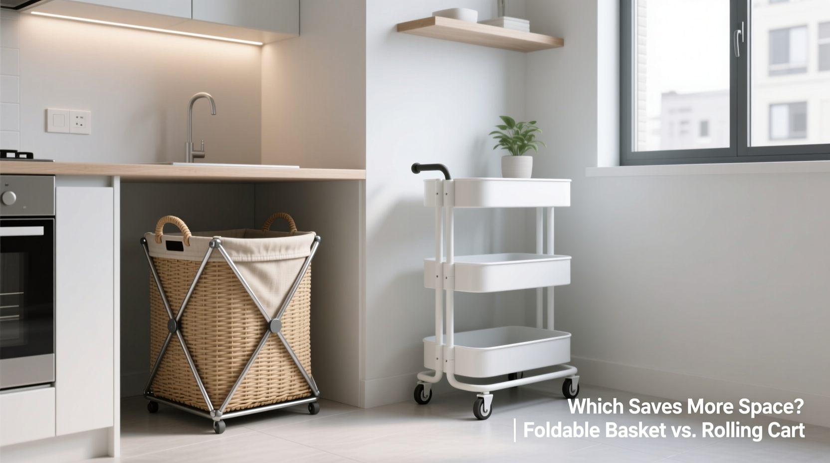 foldable laundry basket vs rolling cart which saves more space in tiny apartments