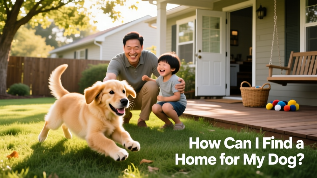 A joyful dog playing in a backyard with a new family, showing trust and comfort
