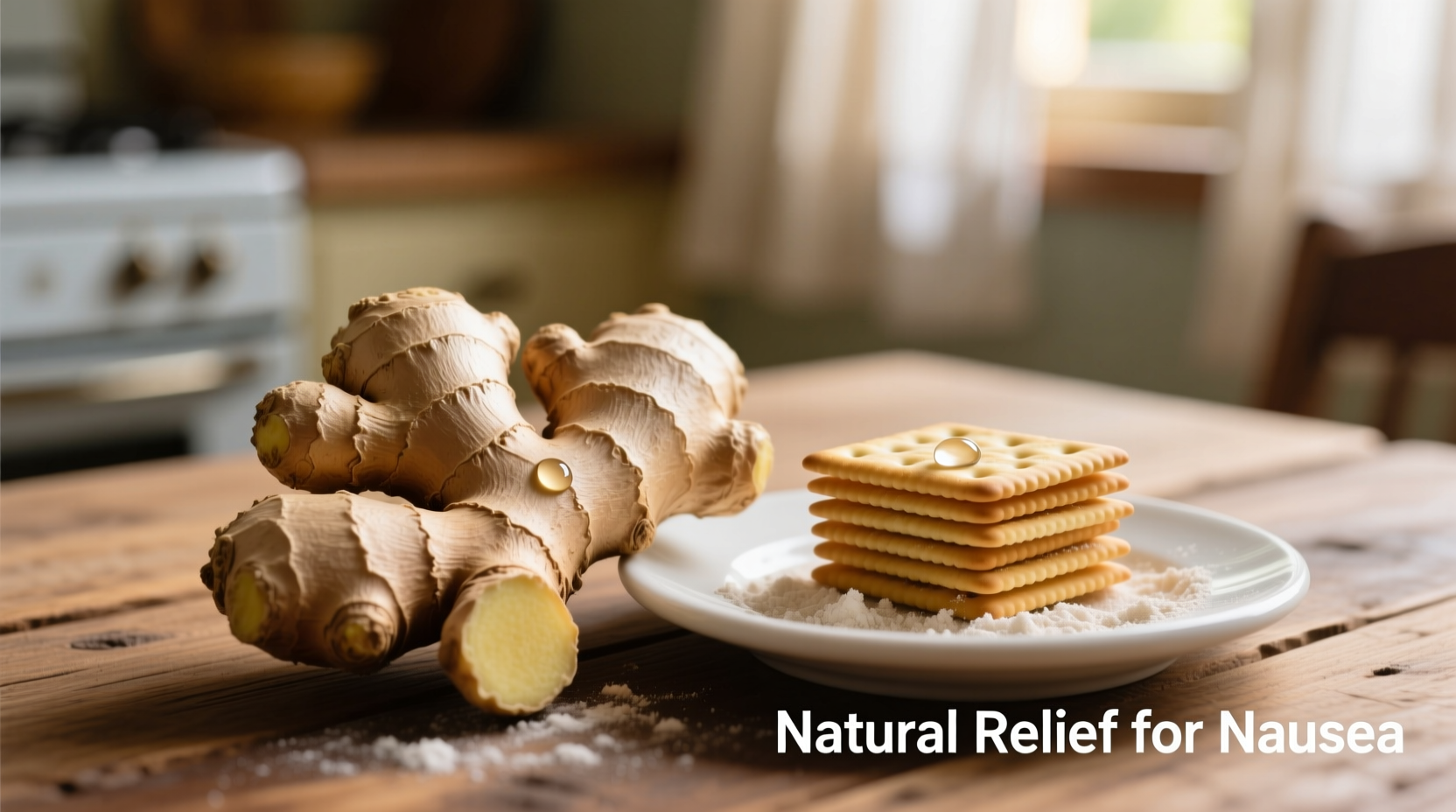 Ginger root and saltine crackers for nausea relief