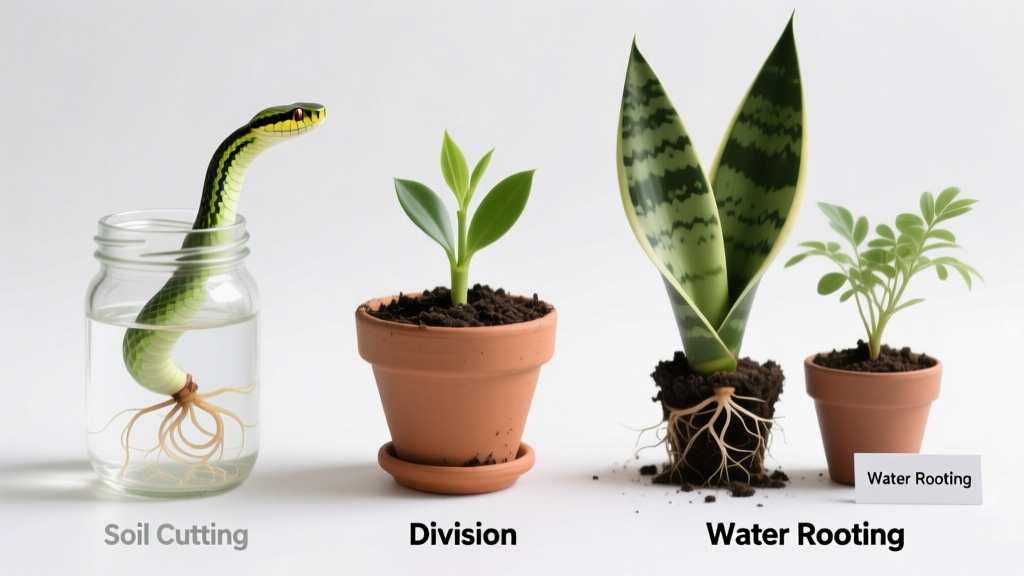 Snake Plant Propagation: Water vs. Soil vs. Division Methods Compared