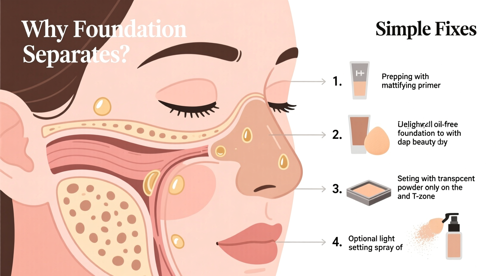 why does my foundation separate on my nose by midday simple fixes