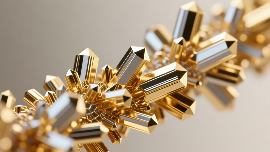 Microscope view of 18k gold alloyed with ruthenium showing refined crystalline grain boundaries and high density