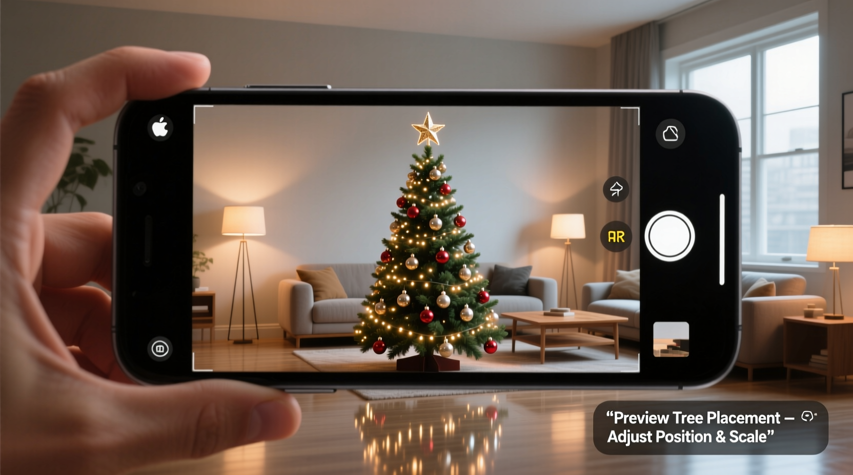 how to use ar filters to preview christmas tree placement in your room