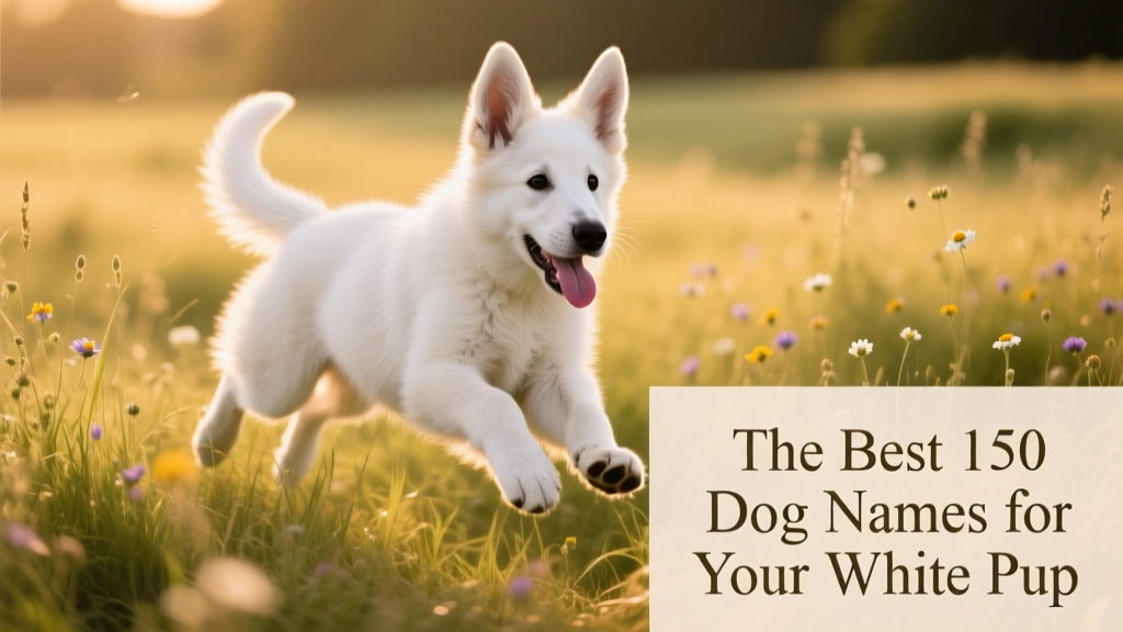white German Shepherd puppy running in grass