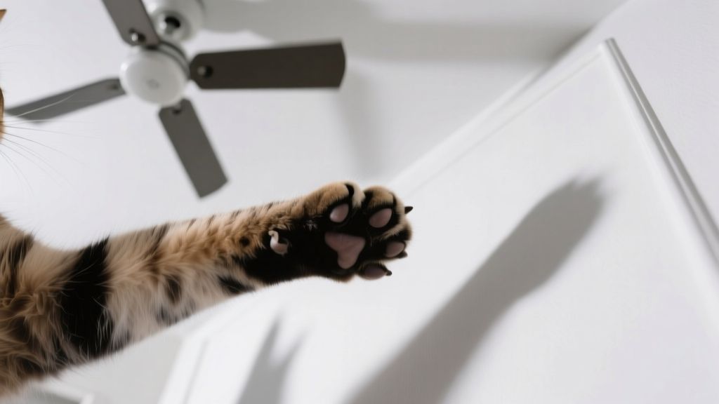 Cat Paw Swatting at Ceiling Fan Shadows