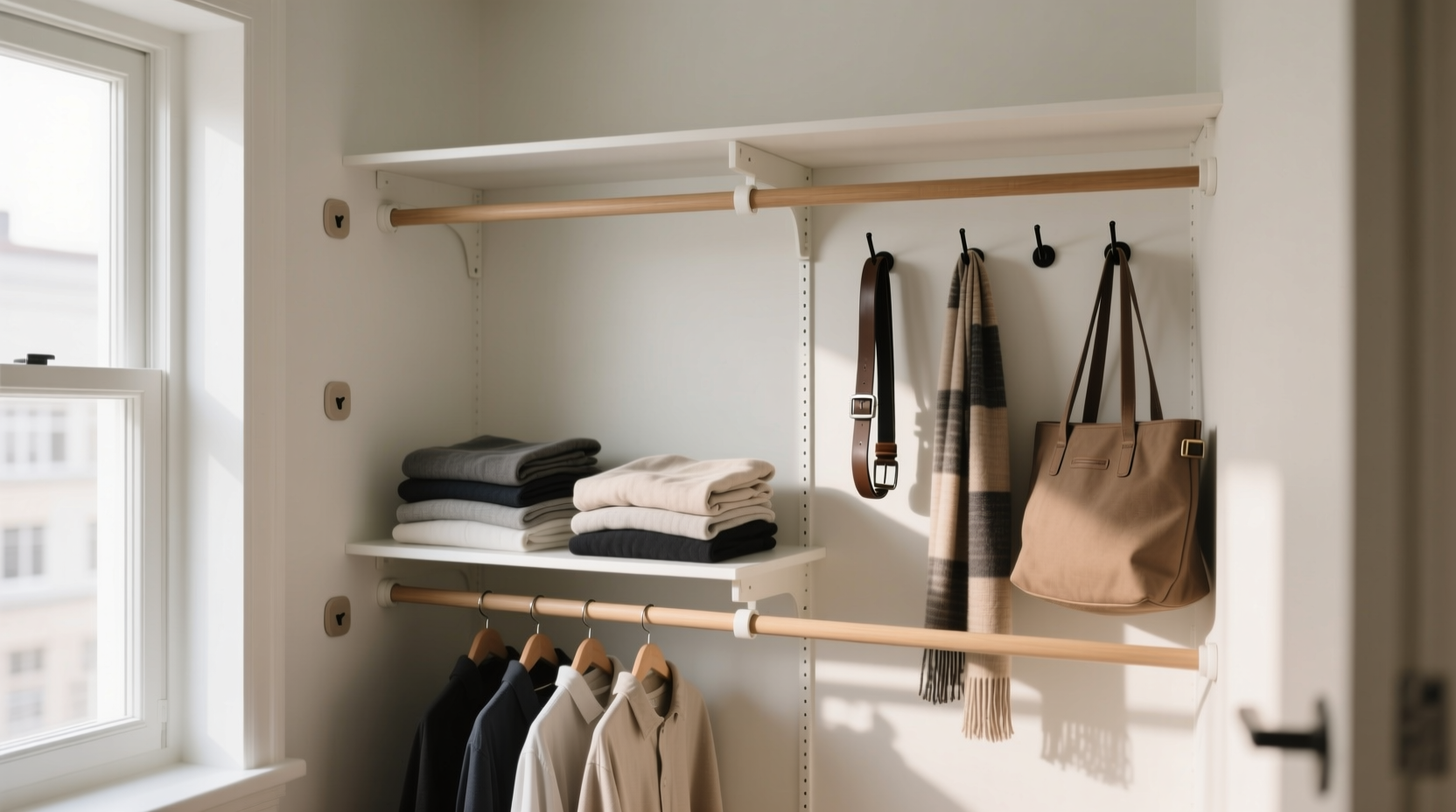closet organization tips tension rod hook method