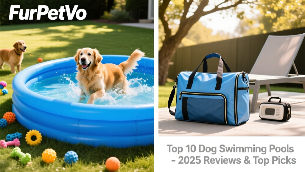 Side-by-side view showing the FurPetVo Foldable Pool fully assembled and neatly folded into its carry bag