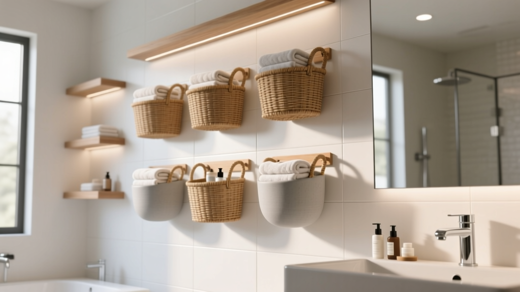 How to Hang Wall Mounted Baskets in Your Bathroom