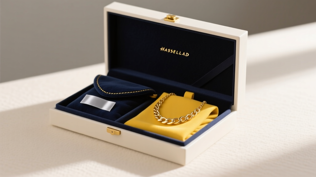 A neat jewelry box containing anti-tarnish strips, soft flannel pouches, and a carefully folded yellow designer necklace.
