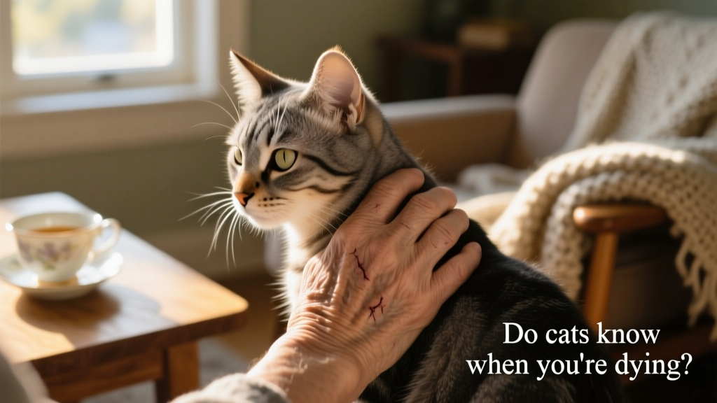 Close-up of a cat gently nuzzling a person's hand