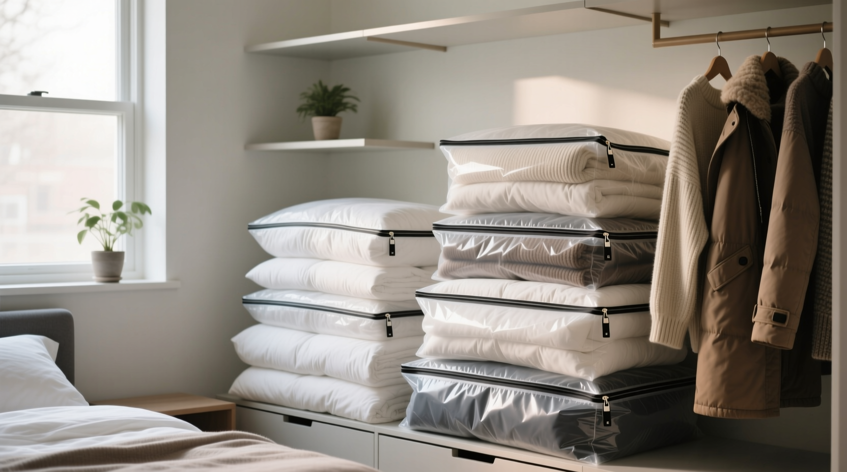 vacuum storage bags shrink linens and off season clothi