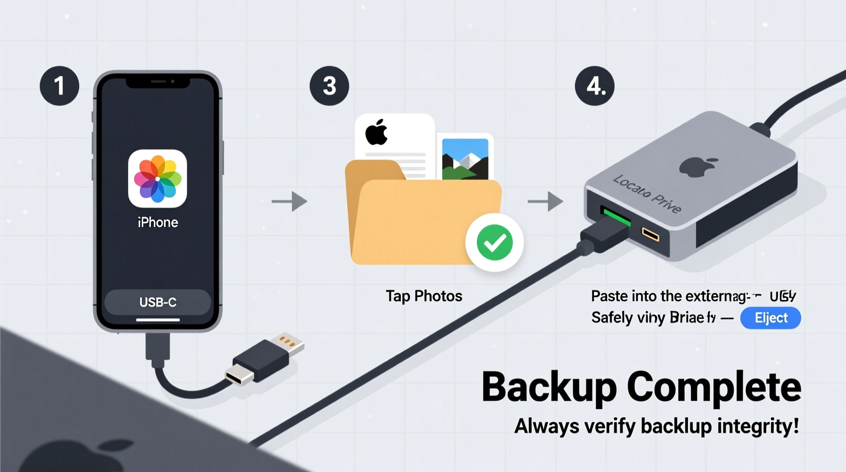 how to backup iphone photos to external hard drive without using a mac