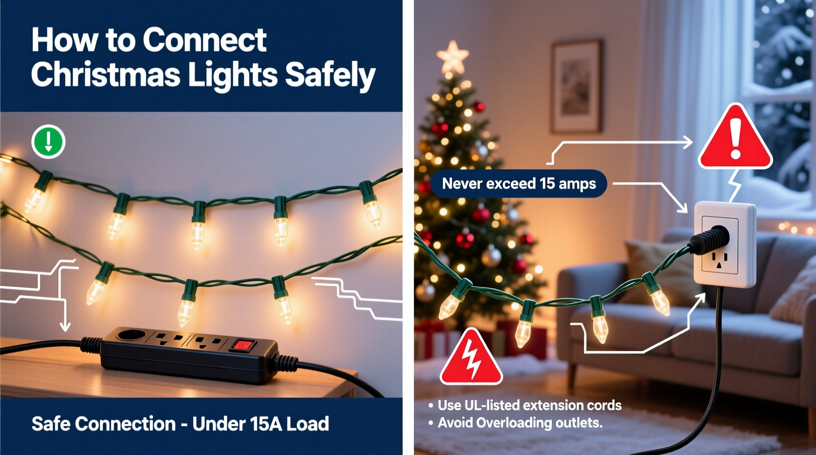 how to connect multiple sets of christmas lights without blowing a fuse