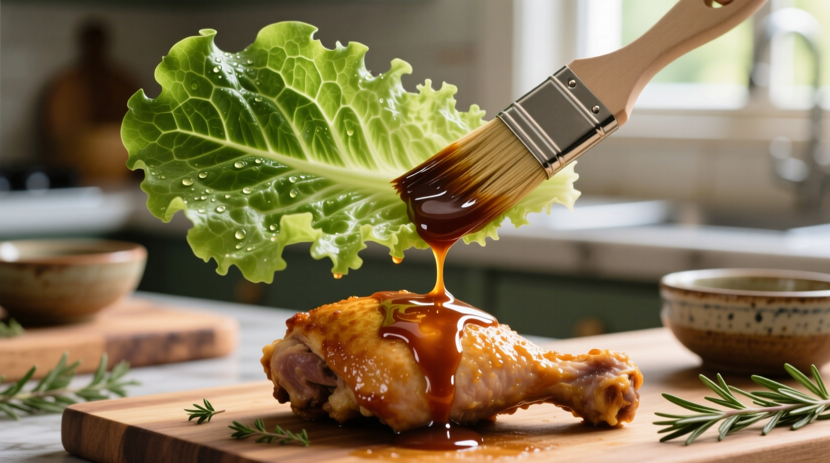 use a lettuce leaf as a makeshift basting brush