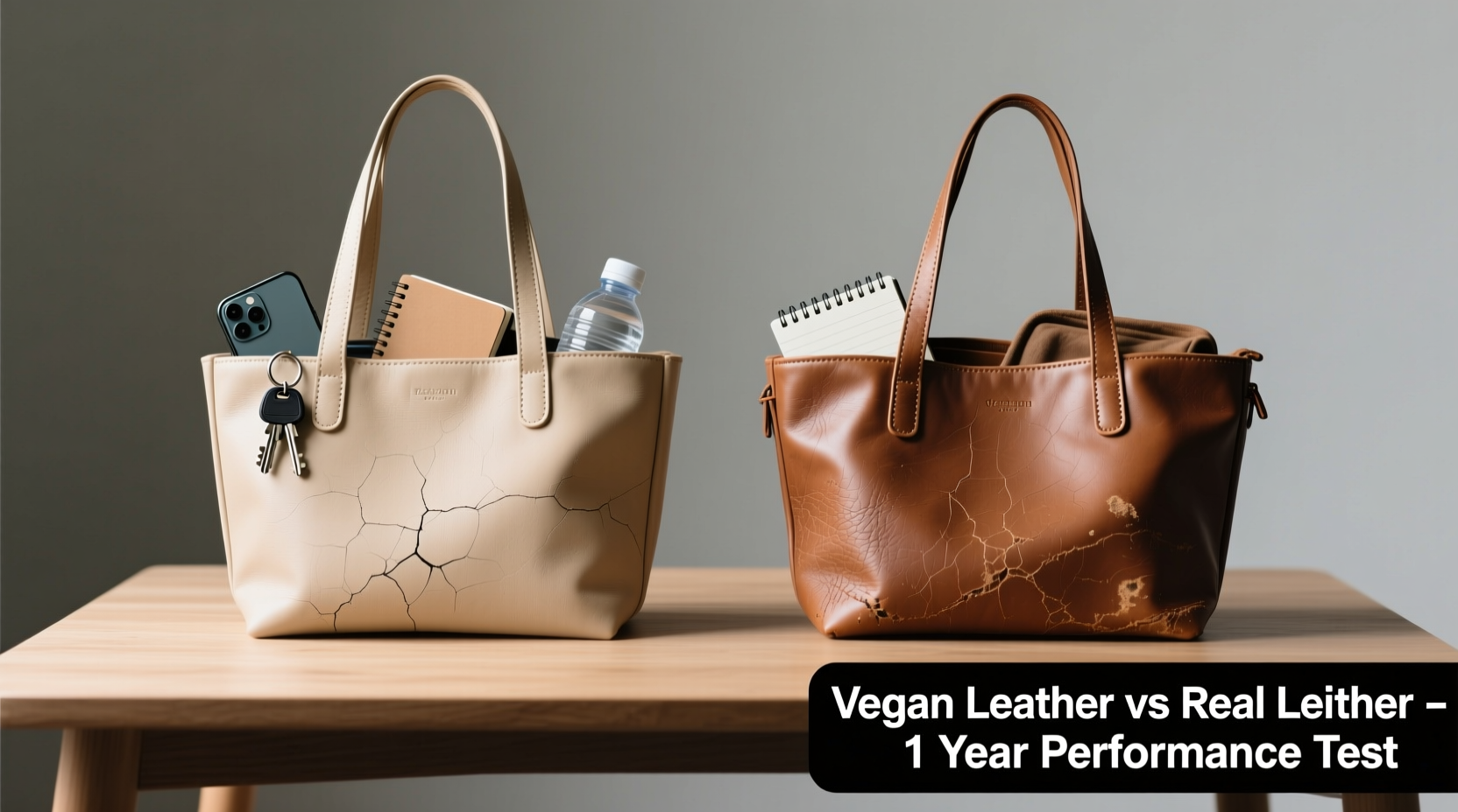 vegan leather tote vs real leather which holds up better after a year of daily use