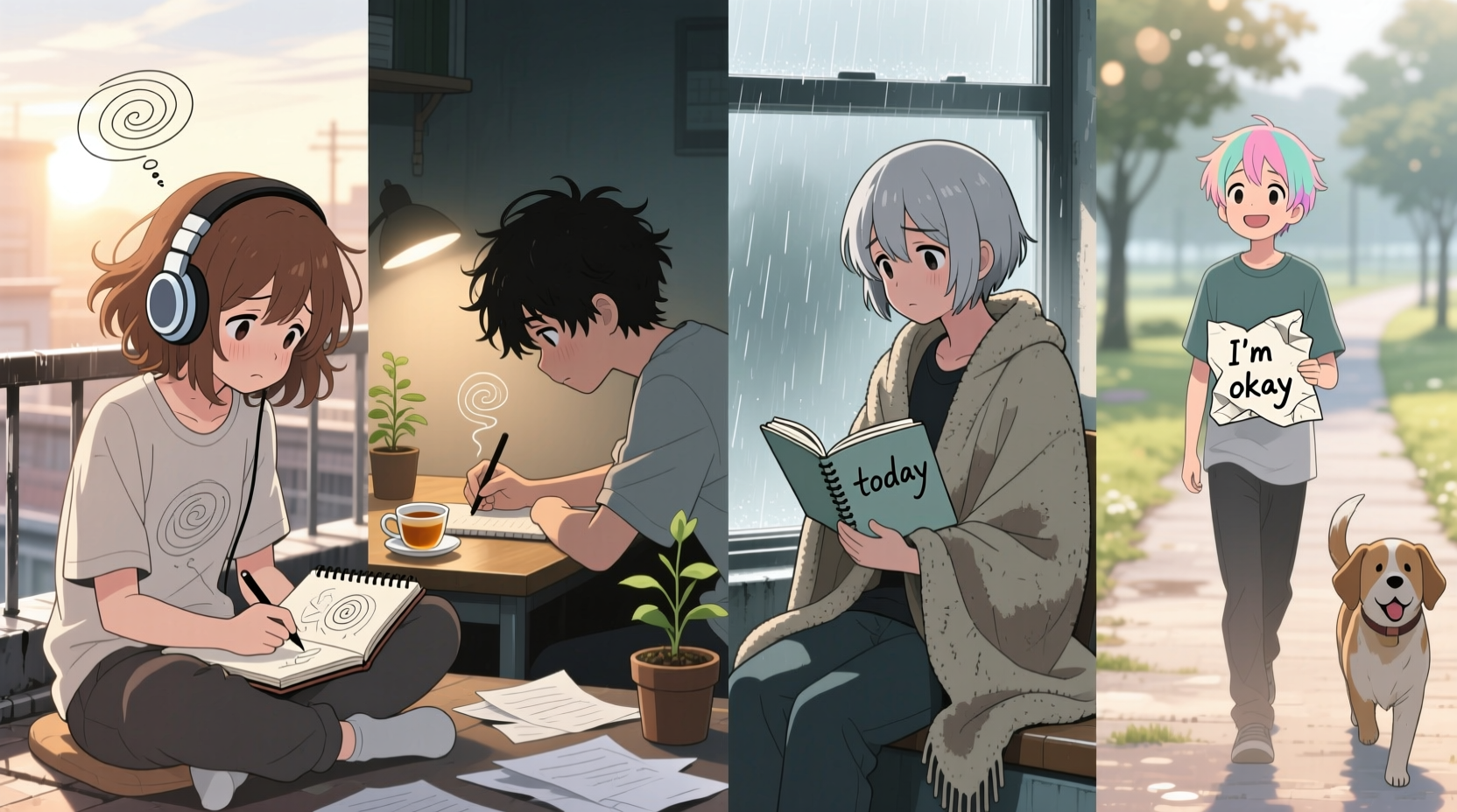 anime characters with relatable mental health struggles and coping styles