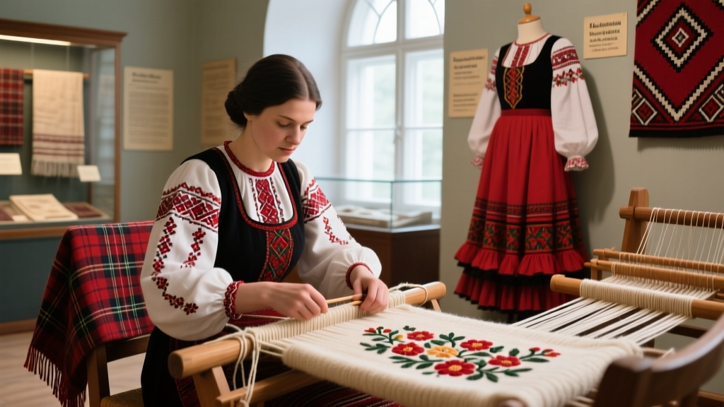 Polish Kroj Woolen Weaving And Floral Embroidery Methods