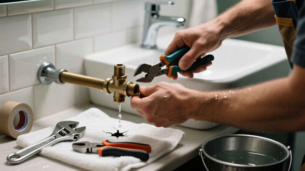 Fixing a Sprinkler System Leak in the Bathroom