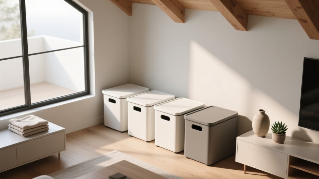 Minimalist Holiday Storage: 4 Labeled Bin System for Deco...