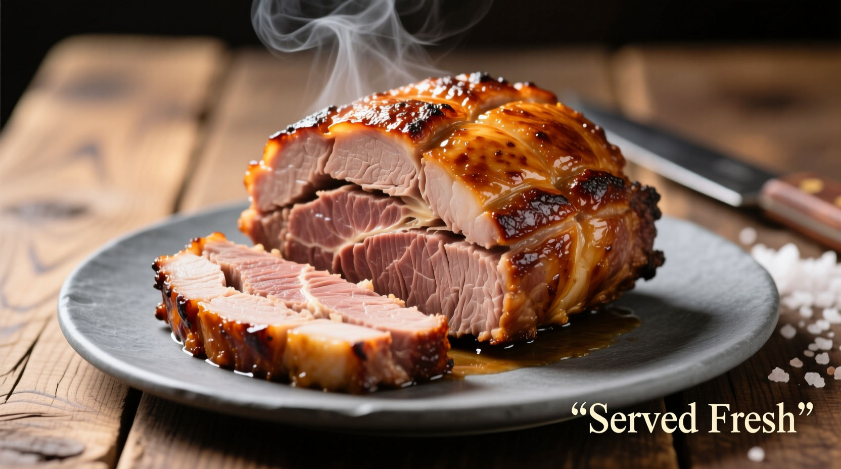 Perfectly cooked outside round roast sliced against the grain