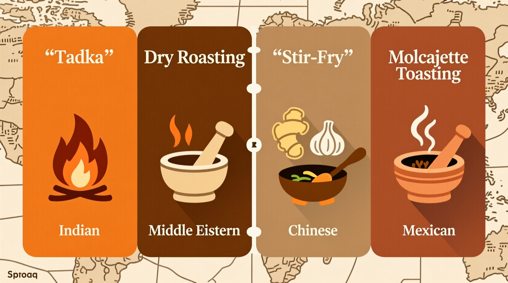 Spice preparation techniques comparison chart