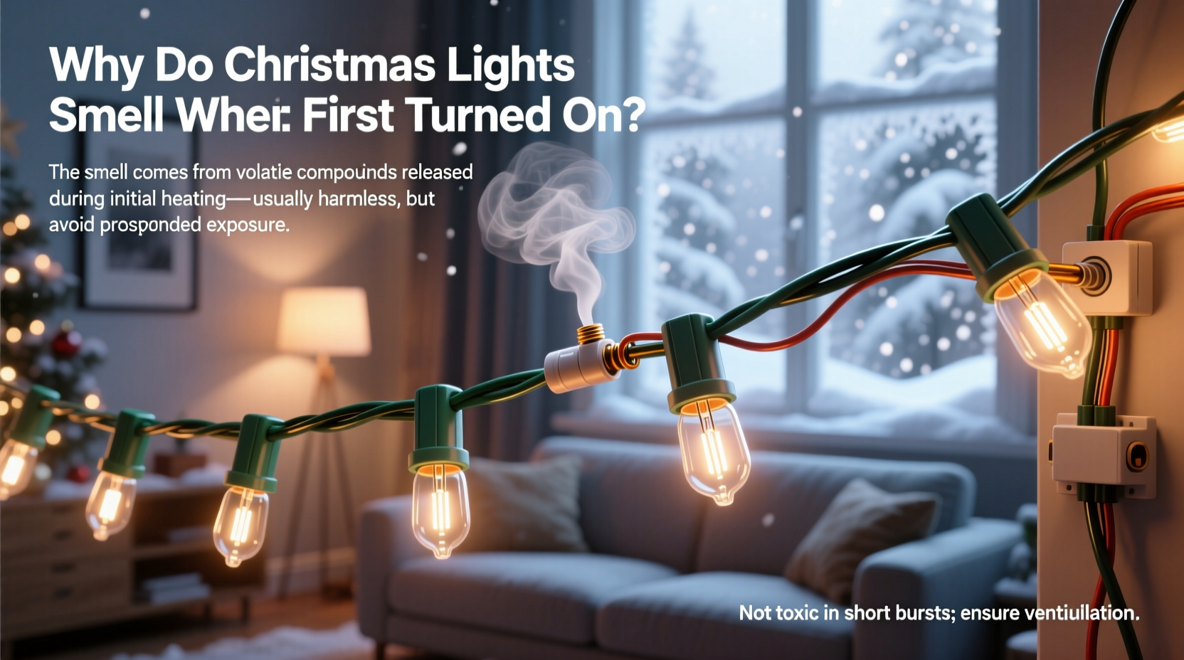 why do christmas lights smell when first turned on and is it toxic