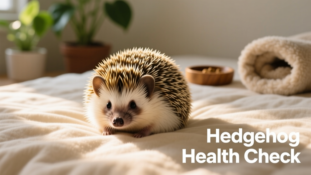 A healthy hedgehog curled into a tight, symmetrical ball on a soft bedding surface